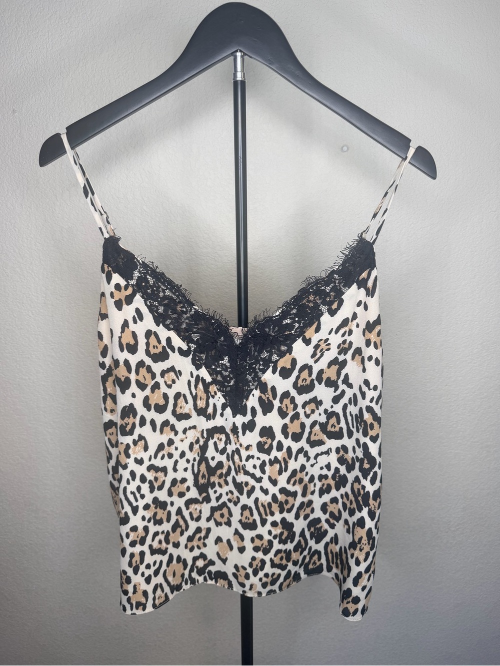 Leopard Lace Trim Cami Top - Black & Tan - Nearly New